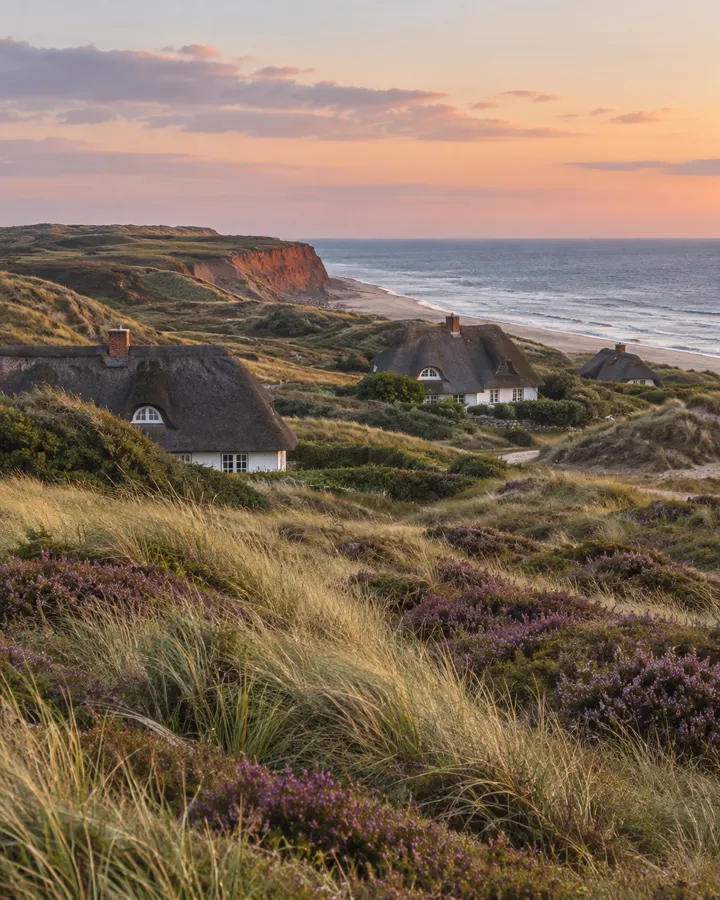 Reetdachhäuser in den Dünen von Kampen auf Sylt